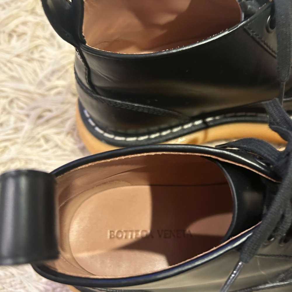 BOTTEGA VENETA Bounce Black Leather Gum Sole High Top Lace Up Boot Sneaker 38 - Picture 5 of 6